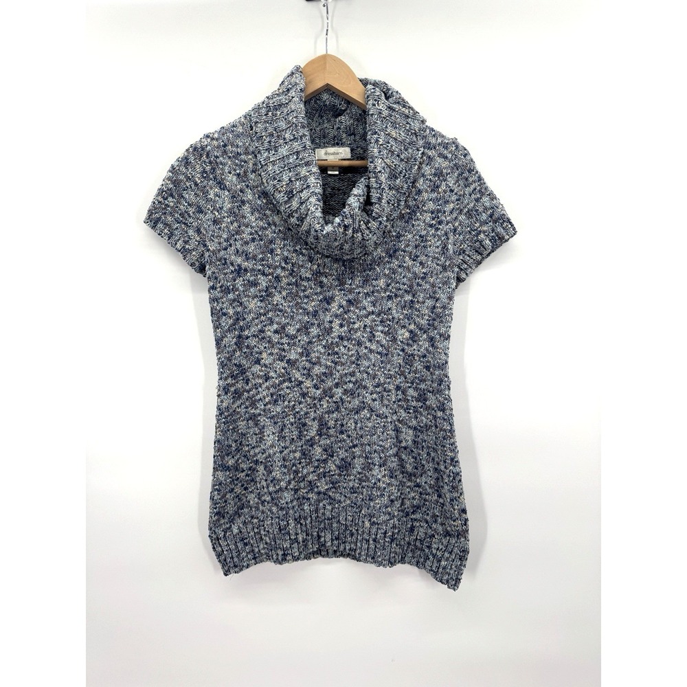 VTG Dressbarn Womens Medium Sweater Marled Cowl Neck Short Sleeve Cotton Layers
